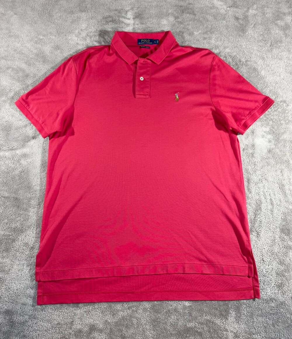 Polo Ralph Lauren Pink Pima Soft Touch Short Sleeve Polo Shirt Mens Size Large